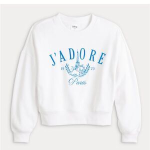 Disney's Aristocats J'Adore Paris Juniors' Cropped Embroidered Pullover NWT L